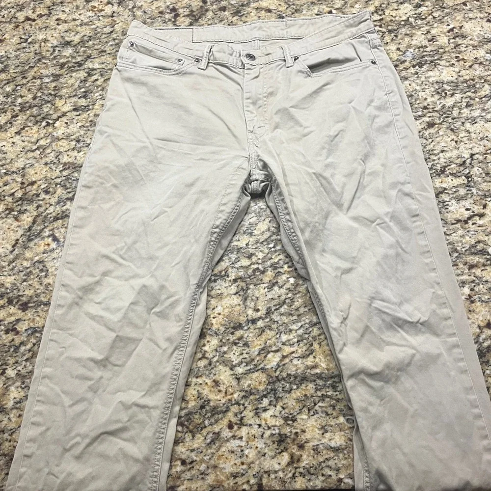 Levis 511 Slim Fit Khaki Tan Chino Pants Mens 36x34 Beige